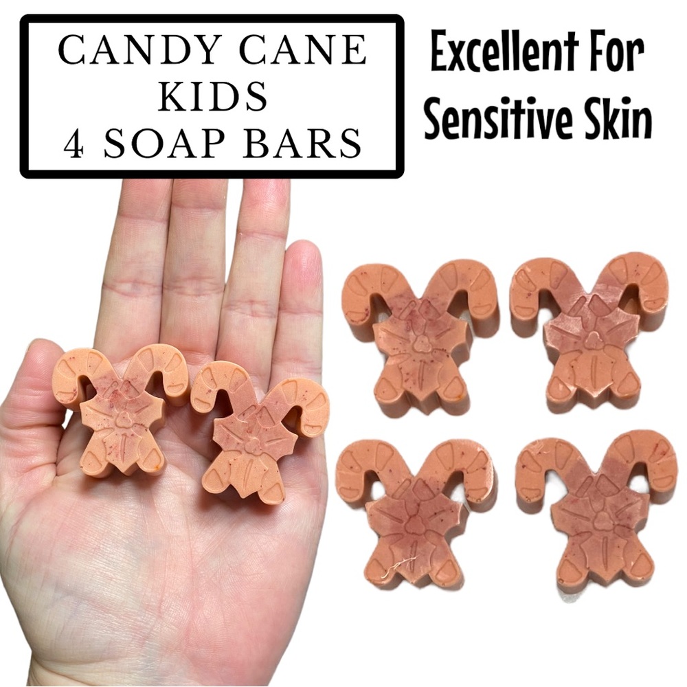 4 Bars, Candy Cane Mini Soaps, Handmade, Great Gift Idea! ( PRICE IS FIRM )